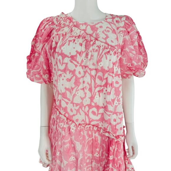 Ash & Eden NEW Pink Milena Floral Swiss Dot Schiffli Mini Dress Size Small - Picture 5 of 10